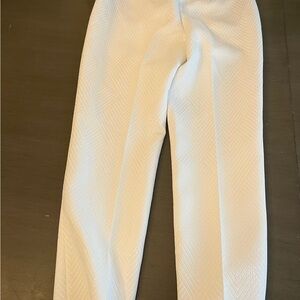White House Black Market Ivory Textured Trousers